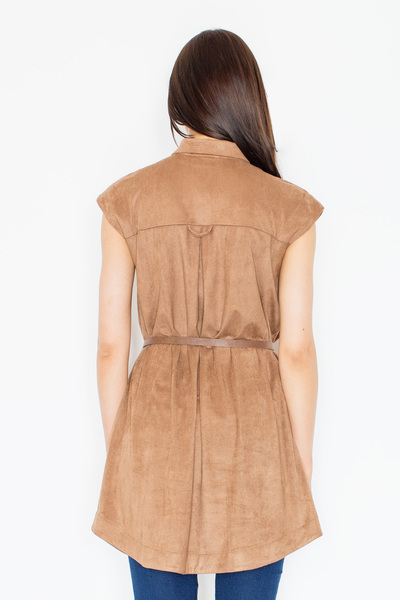 Figl Brown suede dress with studs and belt - M451 size M