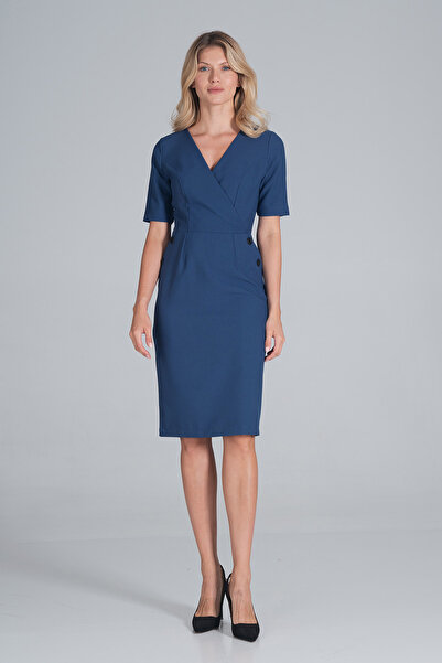 Figl Blue pencil dress with short sleeves - M851 size M