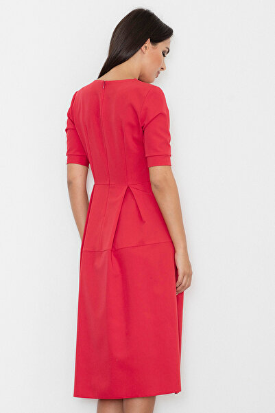 Figl Elegant red midi dress with short sleeves - M553 size XL