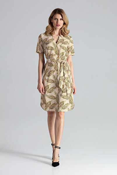 Figl Leopard Printed dress with belt - Elegant midi dress M669 size M