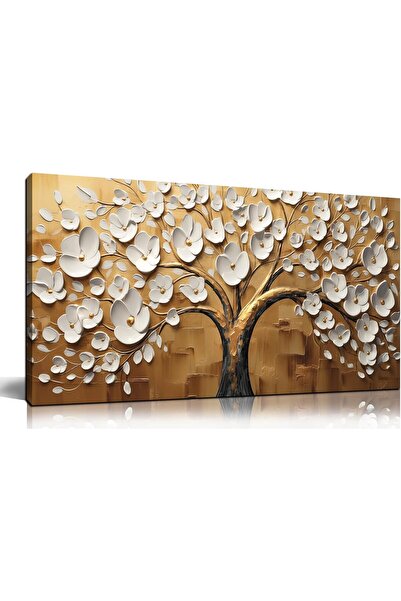 Emoda home Trove لوحة فنية جدارية من القماش بإطار (60×120 سم) شجرة الحياة، زه...