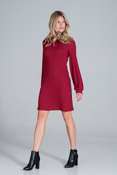 Figl Red knitted dress with long puff sleeves - M831 size XL