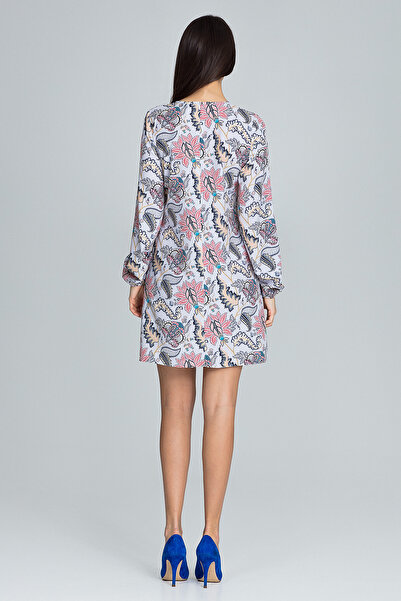 Figl Short dress with long sleeves in floral pattern - M596 size S