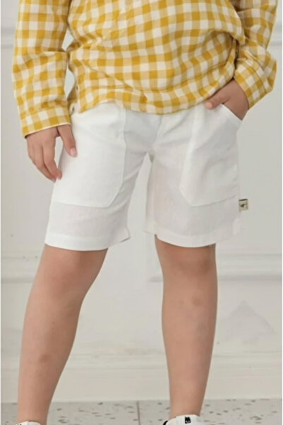 Alesaei-mondo tondo Boys' classic white shorts 4125