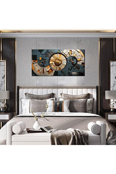 Emoda home Trove Framed Canvas Wall Art (60x120 cm) Gold Black Geometric Abst...