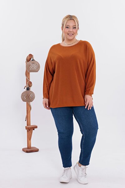 Siyezen Plus Size Bat Sleeve Oversized Knitwear Sweater