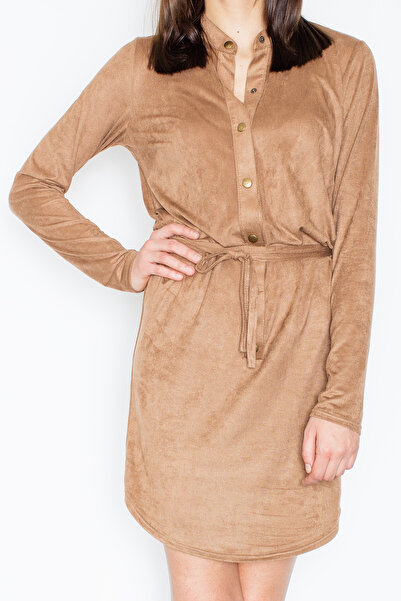Figl Brown suede mini dress with studs - Shirt dress - M454 size L
