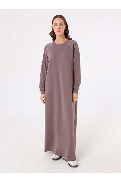 Benin Soft Buttoned Hijab Dress - Dark Mink -