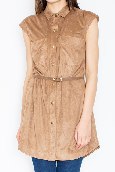 Figl Brown suede dress with studs and belt - M451 size M