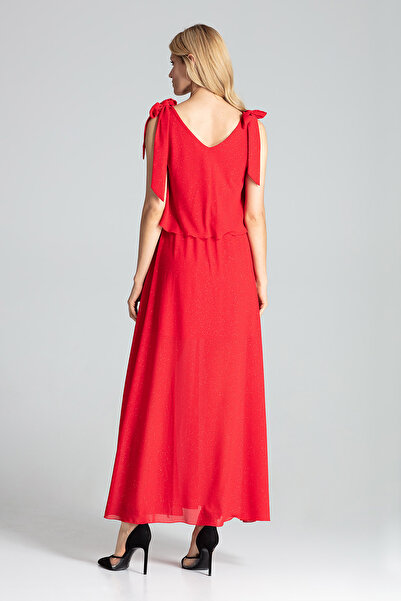 Figl Elegant red dress with Slit and V-neck - M691 size XL