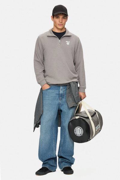 UCLA Leon Dark Gray Half Zipper Printed Standard Fit Men's Sweatshirt