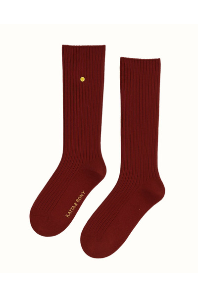 Katia&Bony Women's Ribbed Wool Knee Socks Black