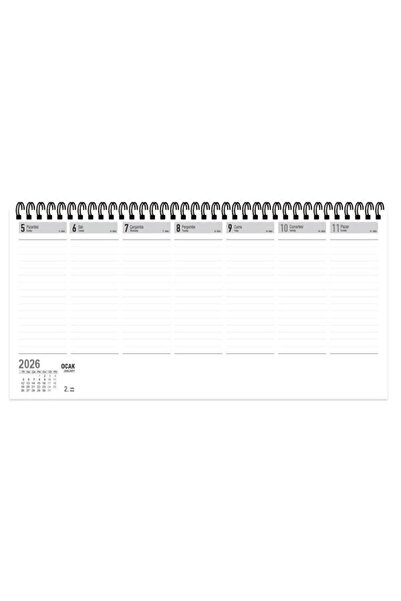 KESKİN COLOR 2026 Weekly Desk Calendar 16X33 cm Spiral Bound Lined 5 Pieces