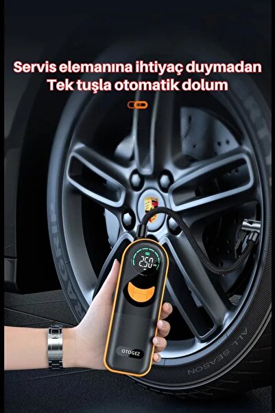 Aimod Airslim Mini Taşınabilir Şarjlı Araba Hava Kompresörü Led Işıklı Oto Araç Lastik Top Şişirme Pompası