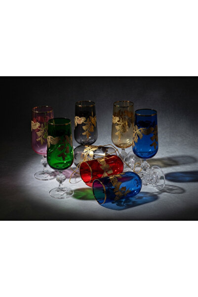 Elista Bohemia Crystal Glass Lusterli Gold 180 Cc 6 Pieces