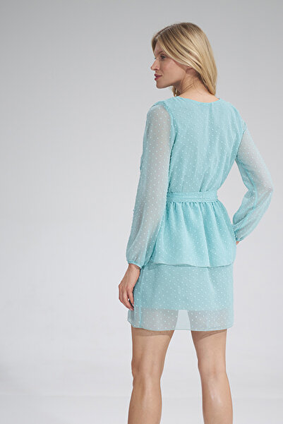 Figl Light chiffon dress with polka dots and puff sleeves - M767 Size M