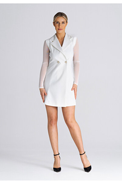 Figl Mini jacket dress - button-front dress, ecru M937, size L