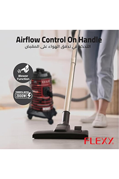flexy ® 21L Canister Drum Vacuum Cleaner 2000W with Copper Motor, Turbo Power, 21L Capacity,
