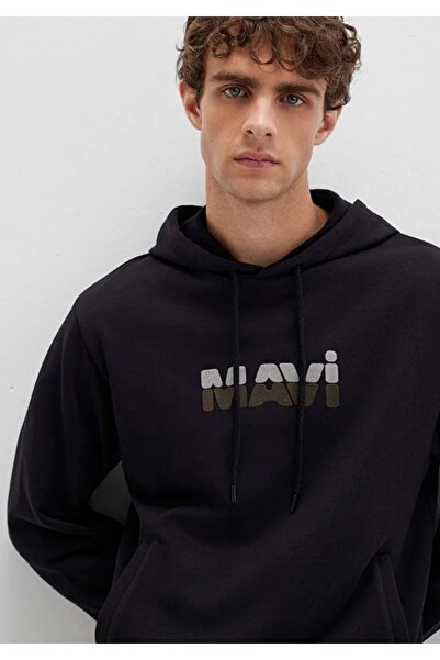 Mavi 0S10395 Чоловіча толстовка з капюшоном і логотипом, ЧОРНА