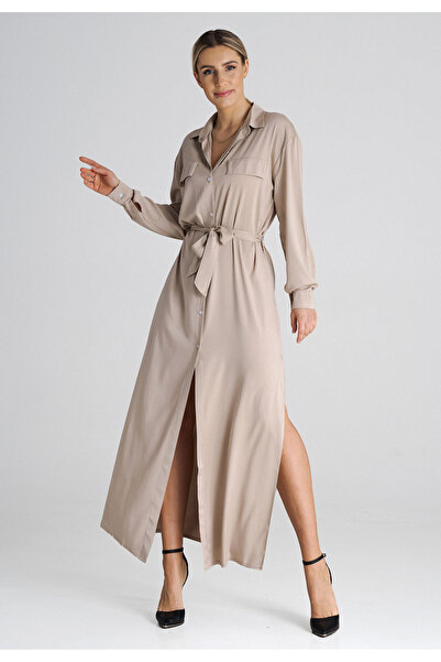 Figl Beige maxi dress with collar M1000 size XL