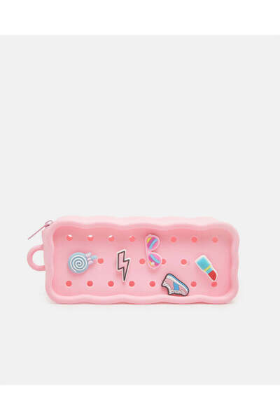 REDTAG حافظة أقلام سيليكون وردية اللون مع حليات