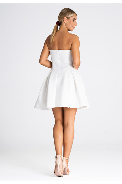 Figl White flared dress - ecru backless dress M970 size L