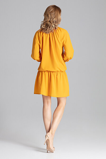 Figl Yellow summer mini dress with ruffles - Elegant and light M661 size L/XL