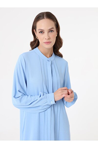 Refka Aerobin Long Tunic with Ribbed Detail on the Front - Blue -