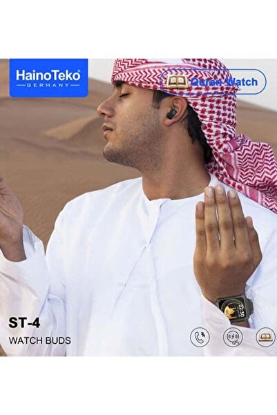 haino teko germany Haino Teko ST4 Smart Watch Buds with Quran (114 Chapters) & 4GB MP3 Speaker Black