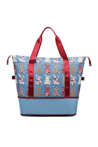 QGC Geantă de voiaj pentru femei, 58x20x40 cm, albastră multicoloră, 1023-1