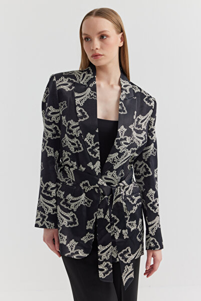 PAULMARK Jachetă cu model pentru femei, cu detaliu de centură