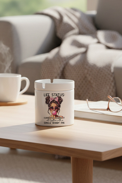 sartre art منفضة سجائر بدون رائحة بغطاء سيراميك مطبوع عليها 'حالة الحياة'