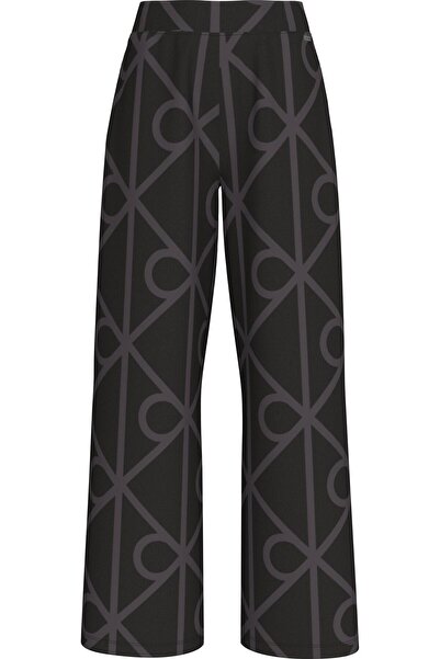 Calvin Klein Emblem Aop Jacquard Kadın Eşofman Altı Siyah