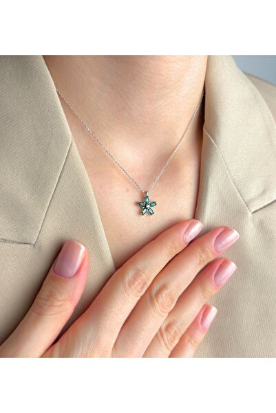 Şimal Silver 925 Ayar Gümüş Yeşil Yıldız Kolye