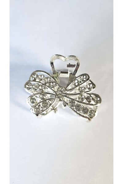 cityvision Silver Color 4.5 cm Metal Hair Clip with Stone Butterfly Pattern – Sparkling and Elegant Design