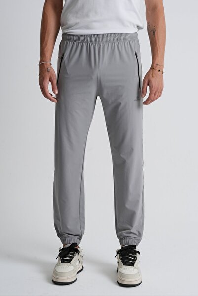 Shooter Sportswear Light Gray Waist-Tie Elasticated Leg Comfortable Fit Zippered Men's Sweatpants