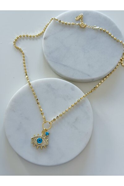 CHARMLUCKY ÖZEL SERİ MAVİ BONCUKLU GÖZ KOLYE