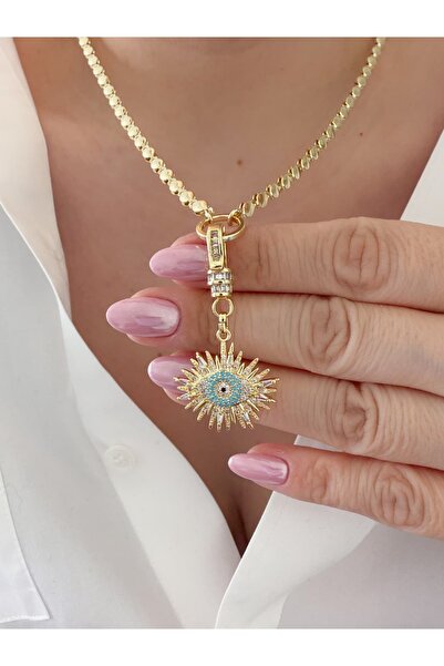 CHARMLUCKY ÖZEL SERİ TAŞLI UÇ DETAYLI GÖZ KOLYE