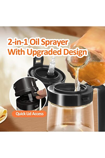 Generic 16oz/470ml Easy Refillable Oil Sprayer for Cooking (Black)