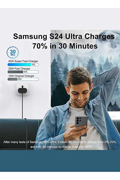Generic Samsung 45W Fast Charger Type-C with 1.8m Cable - Super PD 3.0 (Black)