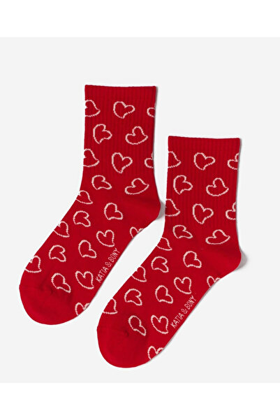Katia&Bony Women's Heart Socks Red