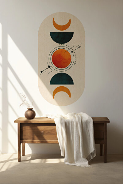 SDİGİTAL Bohem Tarzı Ay ve Güneş Desenli Duvar Sticker – Soyut Geometrik Tasa...