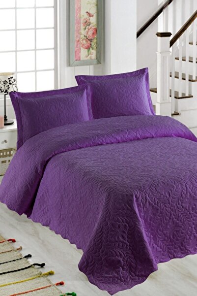 YÜNTEKS Örtüm Ivy Sarmaşık Double Microfiber Quilted Bedspread Purple