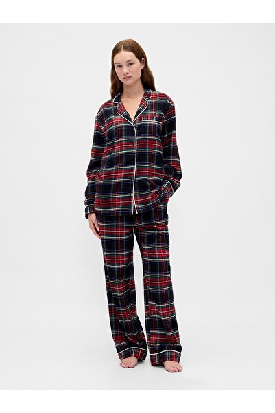 GAP Kadın Lacivert Softest Flannel Pijama Takımı