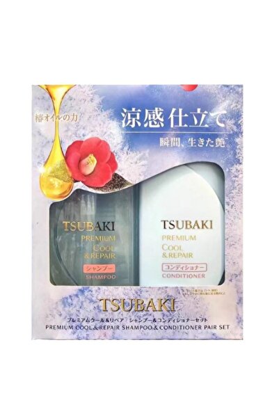 TSUBAKI مجموعة شامبو وبلسم بريميوم كول آند ريبير - إصلاح عميق + منثول منعش