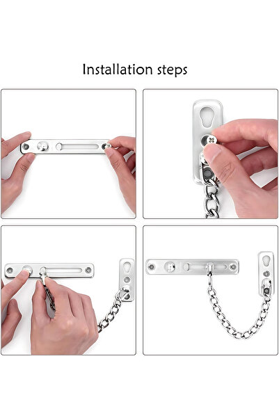 Generic 2-Pack Stainless Steel Door Chain Lock, Thickened Security Chain for Home, Apartment, Hotel Room