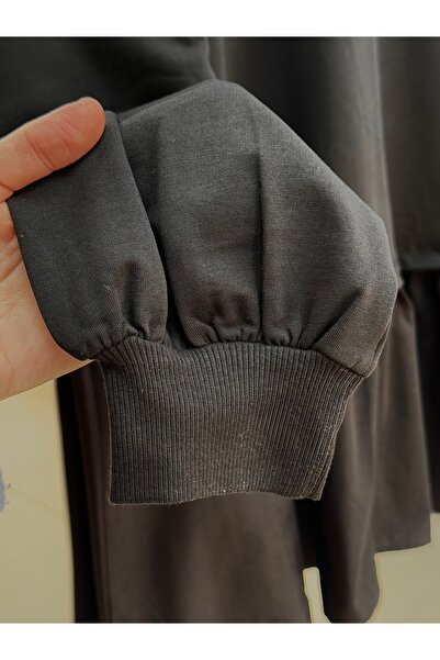 MİHRA STORE Calla Ruched Detail Paneled Sweatshirt-Eu3091 Black