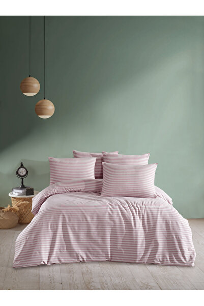 PERLE MAİSON طقم غطاء لحاف من الساتان المخطط الطبيعي مزدوج الحجم من بيرليمايسون 'جولكوروسو'