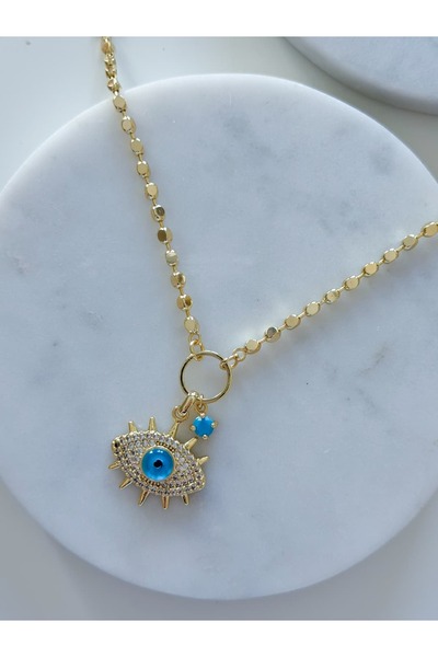 CHARMLUCKY ÖZEL SERİ MAVİ BONCUKLU GÖZ KOLYE