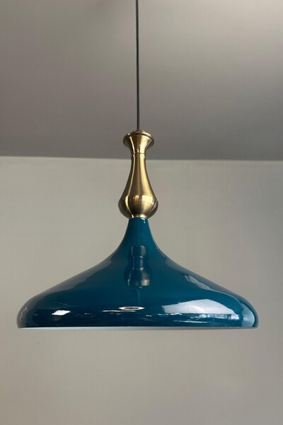 Bamyum Champion Deniz Yeşili Eskitme Vezir Başlık Tekli Avize Sarkıt Salon Ay...